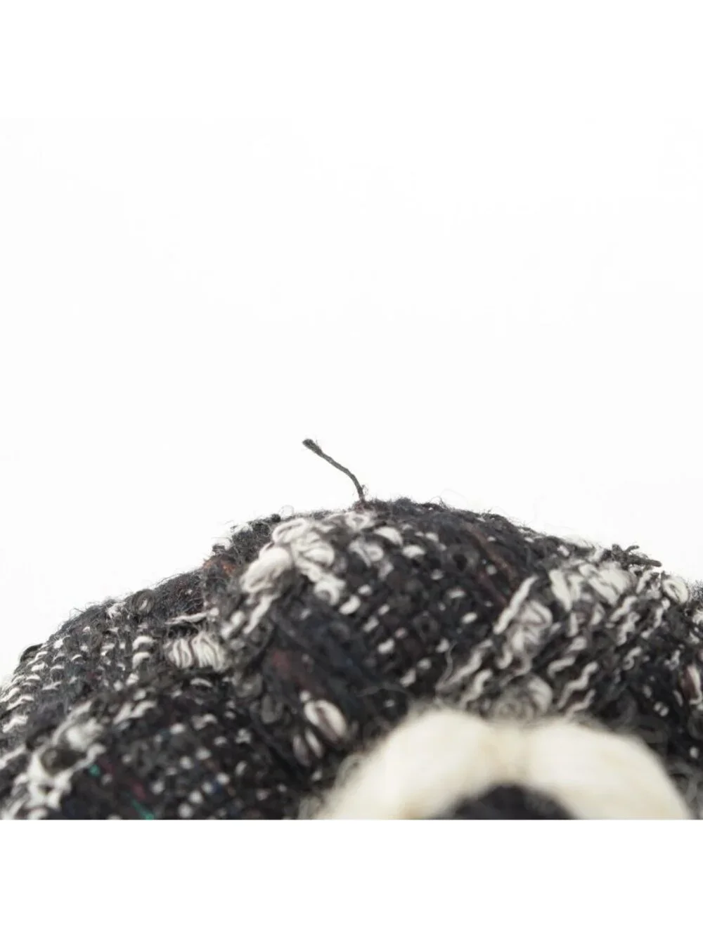Chanel Tweed Wool Contrast Flower Motif Corsage Brooch Black White